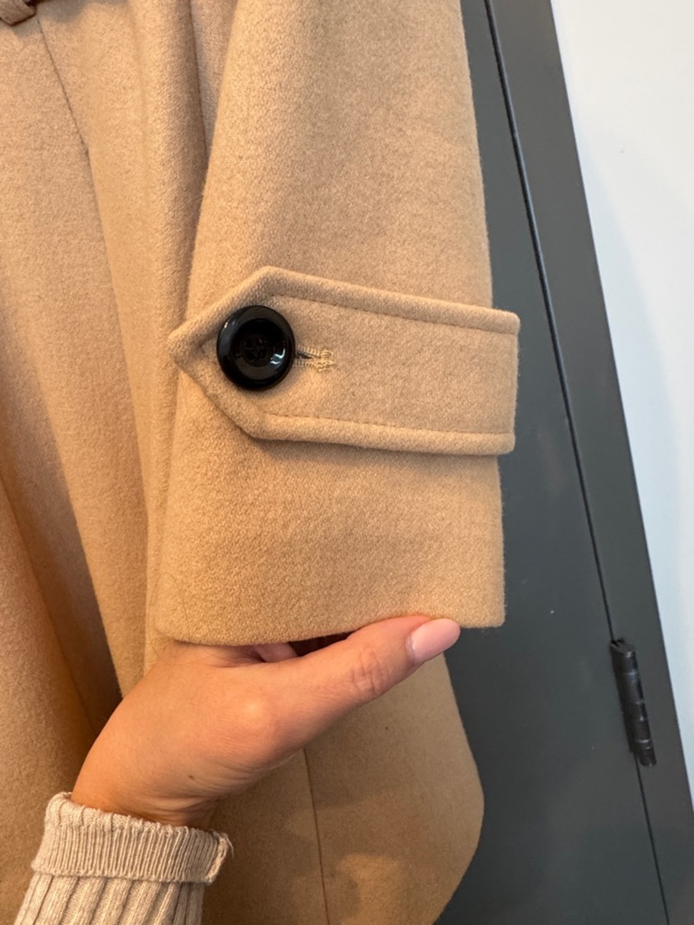 Victoria's Secret Tan Double-Breasted Wool Trench Coat - Picture 6 of 7